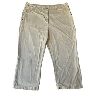 Woolrich Women Khaki Pants size 16 US Cropped Mid Rise Casual Natural Tan